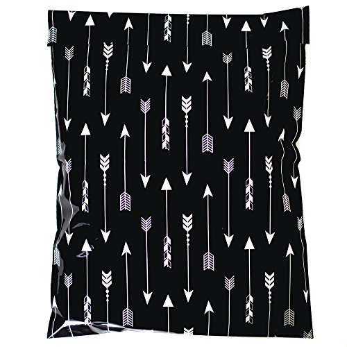 Poly Mailers Tribal Pattern Arrows Print - Choose from 6x9, 10x13 or 14.5x19 Sizes - Purple or Black - (Black, 14.5x19)