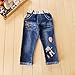 Little Girl's Long Sleeve Cartoon Pullover Shirt and Jeans Pants Outfit Set, Apricot, 5T