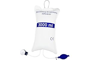 MEDISS Pressure Infusion Bag - IV Fluids Cuff with Gauge & Pump for Emergency Transfusion, 3000ML, Reliable and Reusable