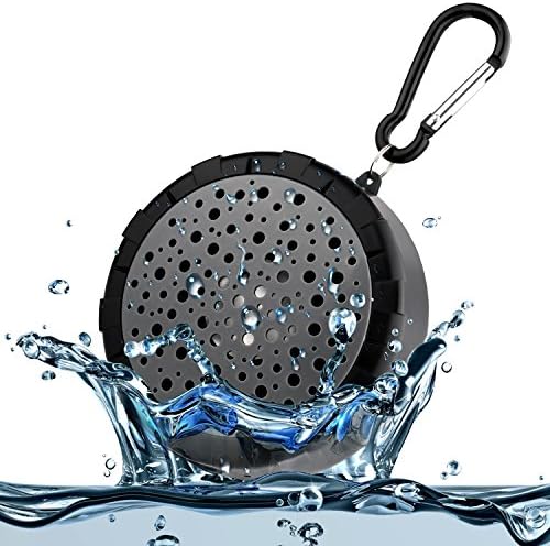 Splashproof Shower Speaker Outdoor Wireless Portable Waterproof IPX6 Bluetooth Speaker With Suction Cup and Hanging Loop -Black