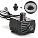 Mini AC submersible pump mini fish tank water heat exchanger mini fountain pump 80-160 GPH (600-1000L / H, 10W) submersible pump, ultra quiet pump, 4.1 foot high lift, fountain pump, 4.7 foot power co