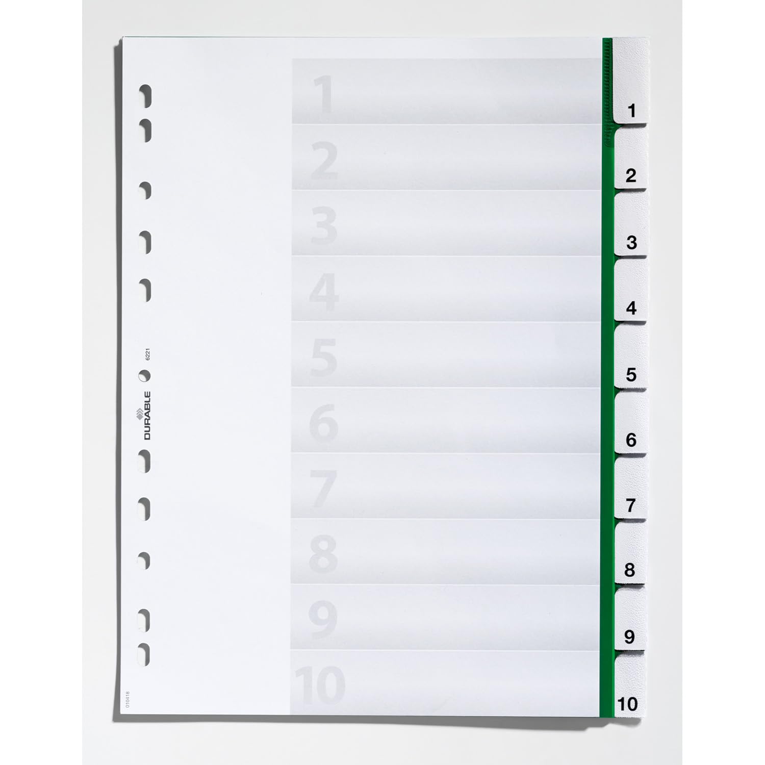Durable 622105 Index File with Sealed Tabs and 10 Insert Labels for A4 Sheets - Green