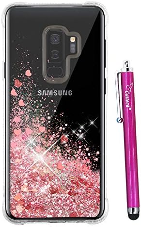 S9 Plus Case for Women, Cattech Glitter Liquid Sparkle Floating Luxury Bling Quicksand [Drop Protection] [Non-slip Grip] Slim Clear Soft TPU Cover for Samsung Galaxy S 9 Plus + Stylus (Rose Gold)