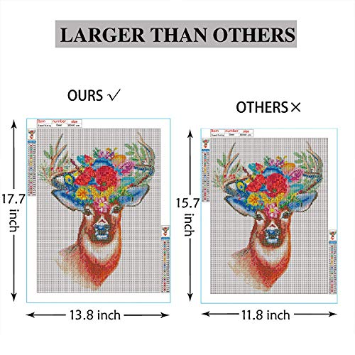 5D Diamond Painting Kits by Numbers for Adults Kids and Beginners Deer Diamond Wall Art Kit with Accessories Crystal Rhinestone Gem Painting Kits for Relaxation and Home Wall Decor 13.8x17.7In