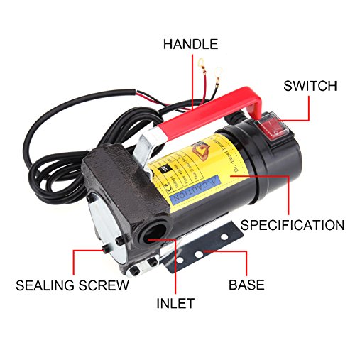 PanelTech Electric Fuel Oil Transfer Pump Diesel Oil Kerosene 12V Transfer Extractor Pump Self Priming 45L/min With Hose & Nozzle