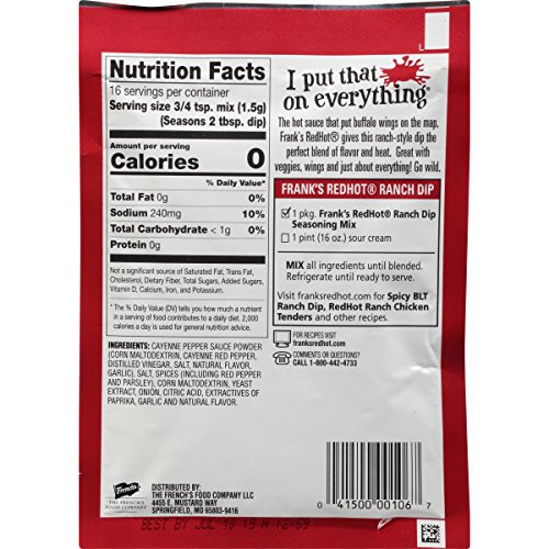 Frank's RedHot Ranch Dip Seasoning Mix, 0.87 oz Pricepulse