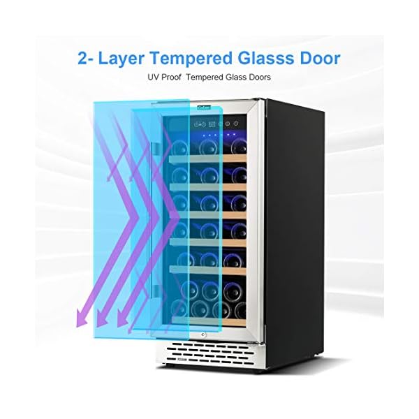 Colzer-Upgrade-15-Inch-Wine-Cooler-Refrigerators-32-Bottle-Fast-Cooling-Low-Noise-and-No-Fog-Wine-Fridge-with-Professional-Compressor-Stainless-Steel-Digital-Temperature-Control-Screen-Built-in-or-Fre