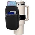 Water Bottle Pouch, Stanley Cup Accessories, Stanley Quencher Adventure 40oz, IceFlow 20/30oz, Yeti, Simple Modern Accessories, Tumbler Pouch, Pocket for Keys, Cards, Cash, Phone (Black)