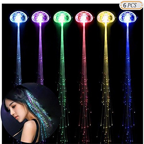image for Yinarts 6pcs Rainbow Colors LED Lights Hair, Light up Toys Flashing Ha