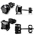 Besteel 2 Pairs Stainless Steel Mens Womens CZ Stud Earrings Pierced Earrings Black 20G 3-8mm