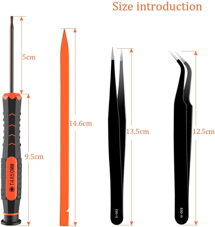 XBRdepot Torx Screwdrivers Set T2 T3 T4 T5 T6 T7 T8 T9 T10 Security Torx Bits Star DIY Repair Kit ESD Tweezers for Xbox PS4 Macbook Laptop Computer Doorbell Folding Knife HDD - Video Game Accessory Kits - 