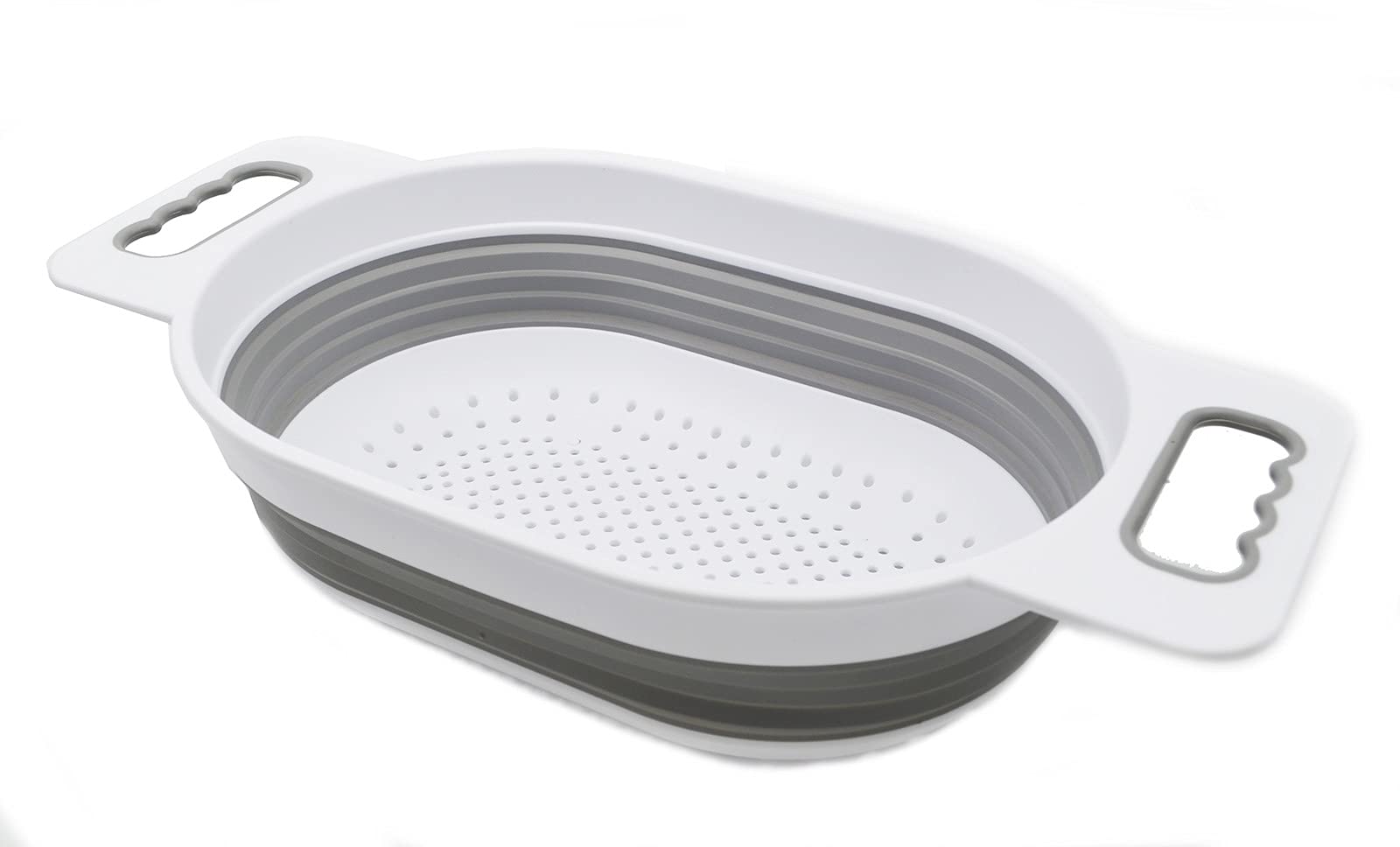 SAMMART 5L Over The Sink Oval Colander (White/Grey, 1)