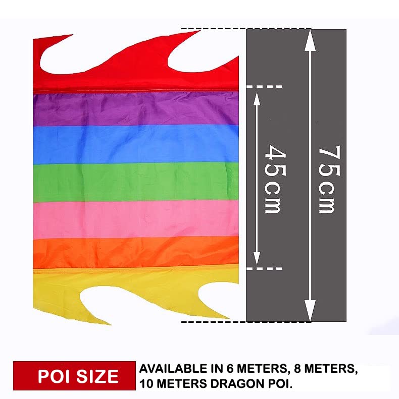 8 Meters (26.2 FT) Square Exercise Dance Dragon Poi with 3D Dragon Head and Swing Rope Combo, Chinese Dragon Dance Wulong Flowy Ribbon Streamer Outdoor Fitness Dragon Stage Prop Set (Celadon Blue)