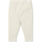 Mori Baby Unisex Premium Leggings in Ribbed Ecru - Casual Stretchy Pants with Stylish Cuffs and Elastic Waist - Viscose from Bamboo and Cotton Blend - 12-18 Months