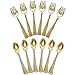 Gold Disposable Plastic Serving Utensils - Six 9 Inch Forks, Six 9 Inch Serving Spoons