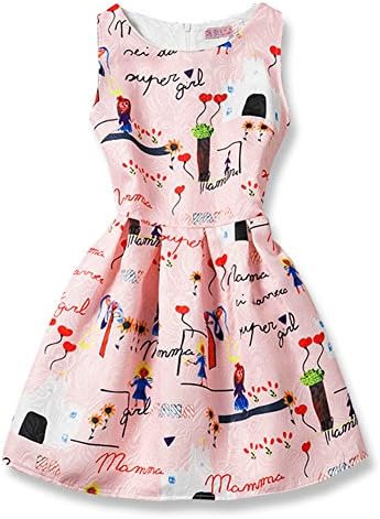 FTSUCQ Girls Sleeveless Vintage Print Swing Butterfly Dresses