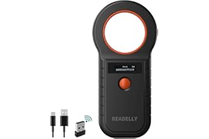READELLY Pet Microchip Scanner, ISO11784/85/FDX-B/EMID 128 Records Data Storage Upload to PC Microchip Scanner Reader for Dog/Pet/Cat/Pig/Animal (Black)