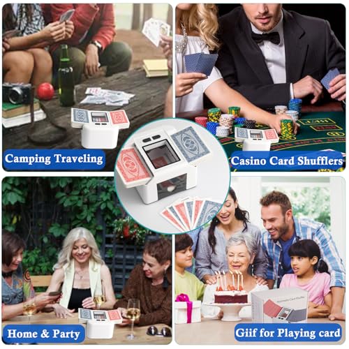 Electronic Automatic Card Mixer 1-2 Games, 2000mAh USB Rechargeable Card Mixer for UNO Poker Skyjo PILI Texas Hold'em, Auto/Manual, Portable Silent and Fast Mixing