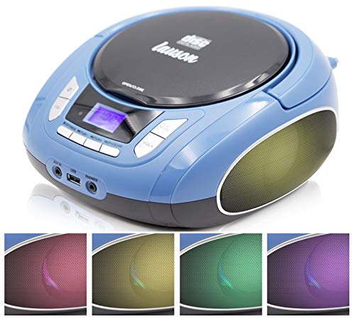 Lauson NXT563 Boombox with Cd Player Mp3 | Portable Radio CD-Player Stereo with USB | Cd Player for Kids | LED Light Function | Headphone Jack 3.5mm (Green)