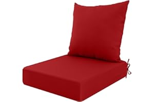 idee-home Outdoor Cushions for Patio Furniture, Outdoor Seat Cushions 24 x 24 with Fade Resistant Waterproof Removable Cover, Replacement Deep Seat Couch Chair Cushion for Yard Garden Deck