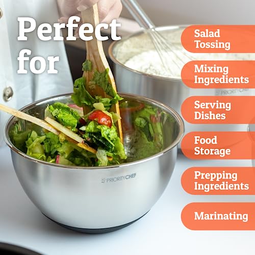Priority Chef Premium Mixing Bowls With Lids Set, Airtight Lids