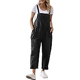 YESNO Women Long Casual Loose Bib Pants Overalls Baggy Rompers Jumpsuits with Pockets PV9