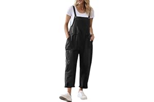 YESNO Women Long Casual Loose Bib Pants Overalls Baggy Rompers Jumpsuits with Pockets PV9