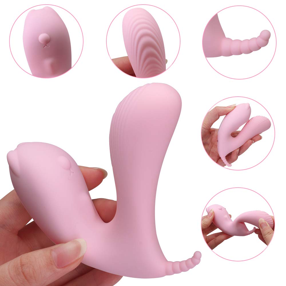 Butterfly Vibratoren für Sie mit Fernbedienung, Wearable Klitorisstimulator, Vibrator für sie Klitoris und G-punkt Stimulation, Silikon Paarvibrator Massagegerät Rabbit-Vibratoren mit 9 Frequenzen, 100% Wasserdicht, Rosa