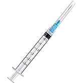 100 Pack Disposable 3ml/cc Lab Syringes with 23Ga 1 Inch Needle Luer Lock, Individually Sealed Packed