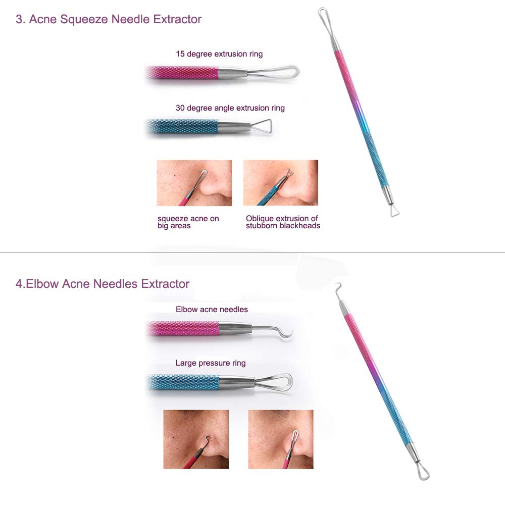 ZIZZON Blackhead Remover Kit Pimple Comedone Extractor Tool Set Treatment for Blemish, Zit, Acne Whitehead Tweezers Kit with 10X Magnifying Mirror: Beauty