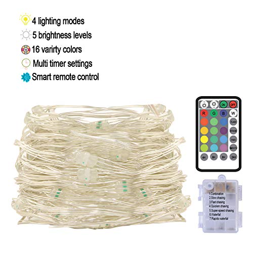 Hensun LED String Lights, 100 LED 33ft/10m RGB Starry Fairy String Light with Remote Control, Waterproof Copper Wire Lights for Indoor, Bedroom Festival Wedding Party Patio Window Decorations