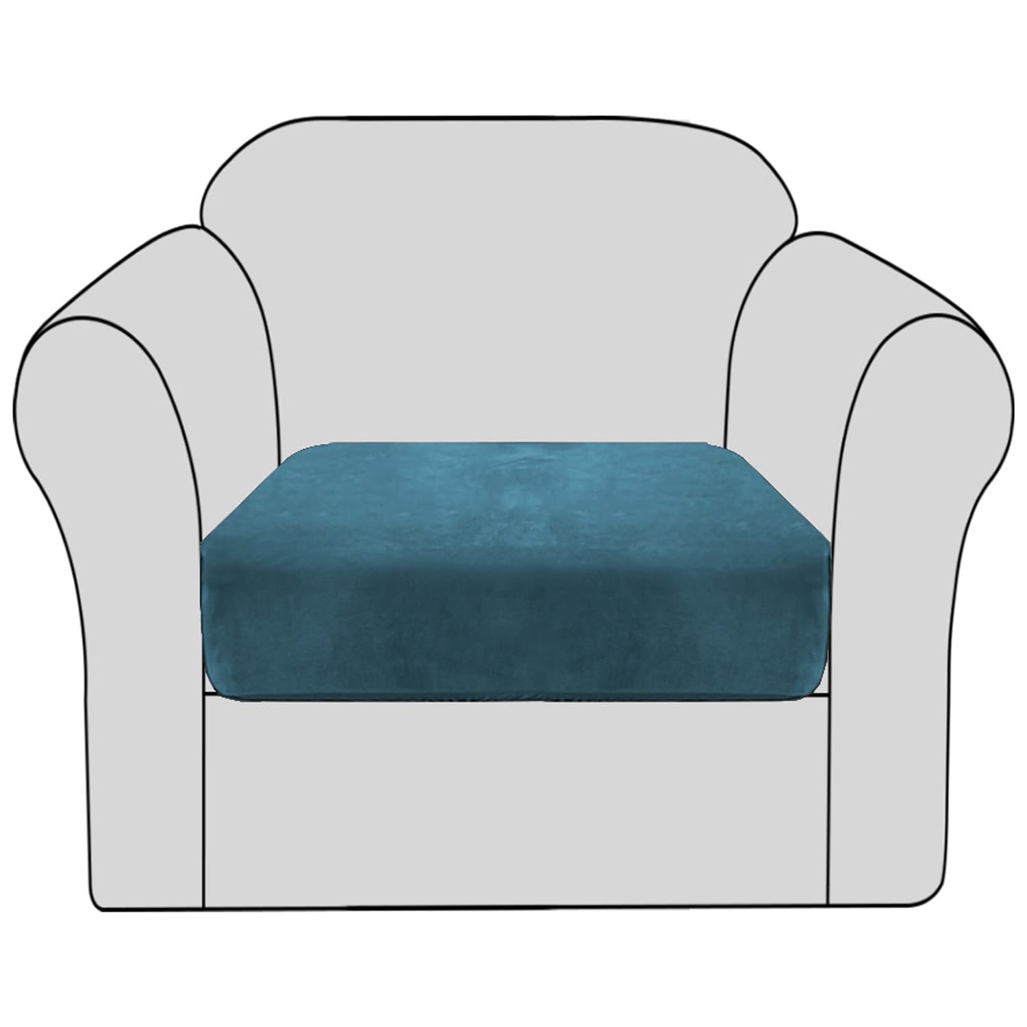 BellaHills Velvet Stretch Sofa Seat Cushion Cover with Elastic Bottom (1 Piece, Deep Teal)