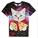 Uideazone Men Women Galaxy Cat Eat Pizza Short Sleeve T-Shirt Tee Tops