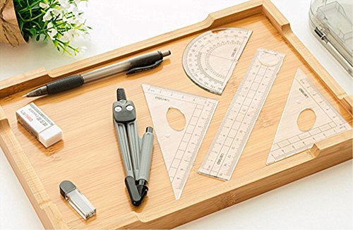 Shuxy 9 Pieces Math Geometry Kit - Shatterproof Box, Pencil, Rulers, Eraser, Protractor, Compass - Math Scribing and Marking Tool Set for Students