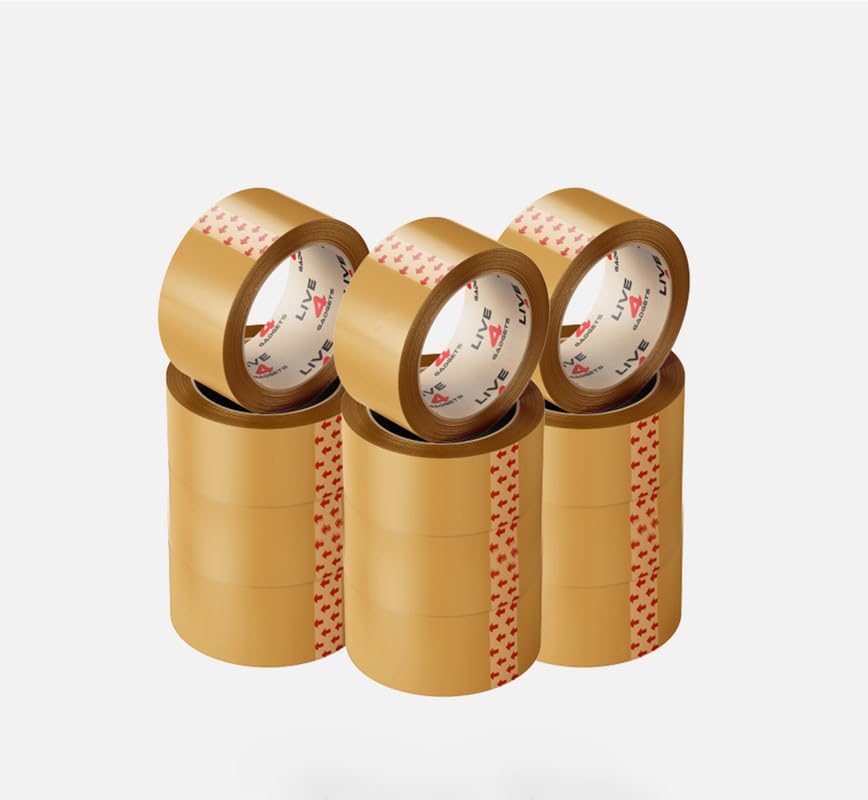 Live4gadgets Heavy Duty Sticky Tape Roll Pack Parcel Tape Strong Brown | Secure Sticky Sealing Tape for cardboard boxes for moving, Parcel Boxes, Large Postal Bags for long term storage | (48MM x 66M)