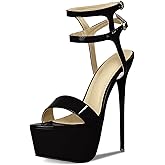 Baffoloo Womens's Stiletto Heels for Women Platform Ankle Straps Open Toe Sandals
