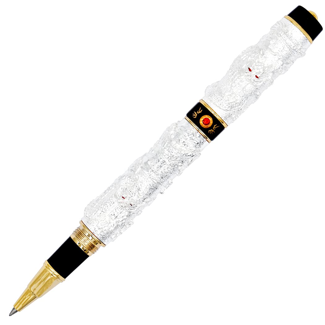 Gullor silver double dragon rollerball pen with black