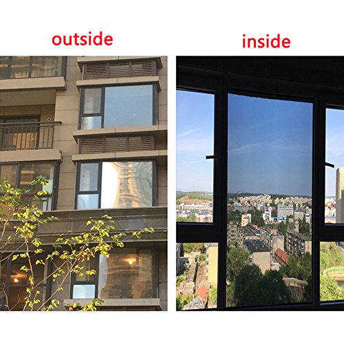 HOHO 60" x66ft roll Reflective One Way Silver Mirror Window Film Solar Tint Glass Sticker Privacy Protection(Silver)