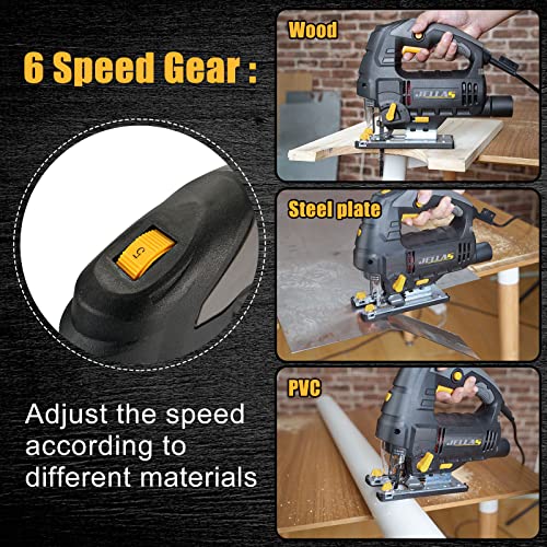 JigSaw, 6.7Amp Power Jig Saws with LED Light,10 Blades, 8003000 SPM