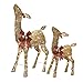 NOMA Christmas Deer 2.8 Ft Pre-Lit LED Outdoor Yard Decor, Metal Decoration with Bright Warm White Lights, Holiday Decoration, Gold with Red Bows