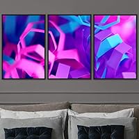 3 Piece Framed Canvas Wall Art Abstract Cool Line Canvas Prints Home Artwork Decoration for Living Room,Bedroom - 16