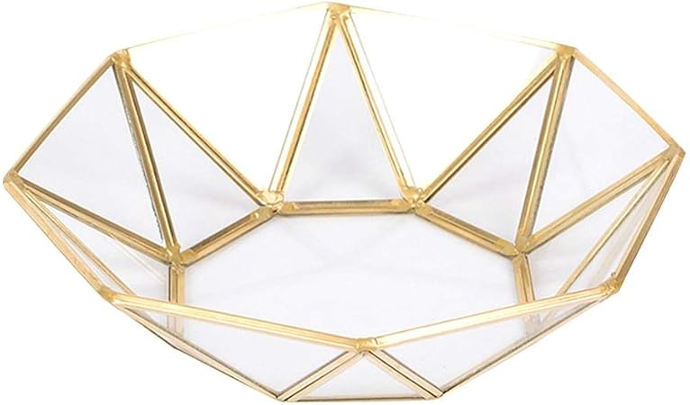Storage Trays Nordic Style Brass Glass Geometry Storage Baskets