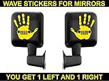 Jeep wave hand sticker vinyl decals Jeep wrangler cj jk wj all 2 pair (5 x 4.74, yellow)