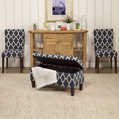 HomePop Large Upholstered Rectangular Storage Ottoman Bench with Hinged