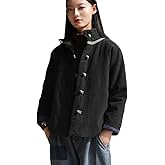 NFYM Women's Quilted Lightweight Short Jacket Stand Collar Outerwear Cotton Linen Padded Chinese Style Tang Suit