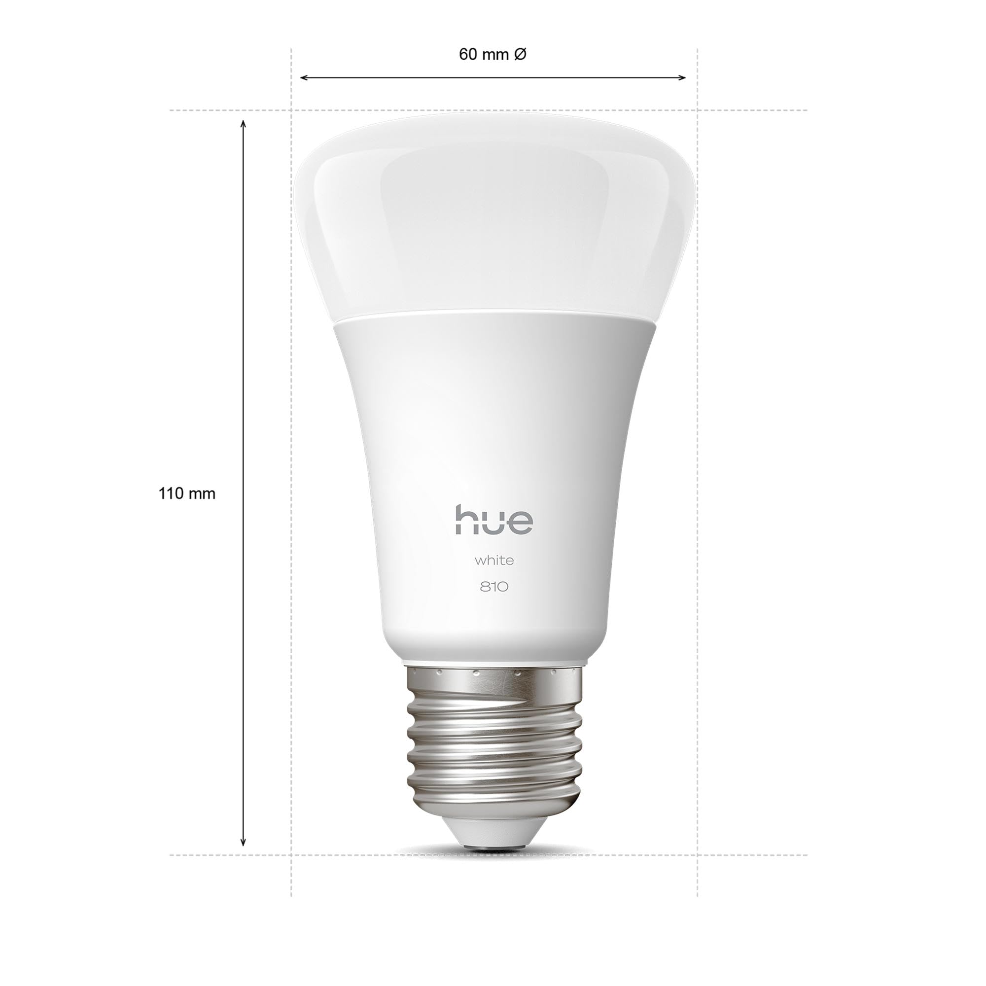 Philips Hue White E27 LED Glühbirne, 810lm, warmweiß, dimmbar, steuerbar via App, kompatibel mit Amazon Alexa (Echo, Echo Dot), 4er Pack, neue Generation 5