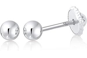 MASSETE Gold Ball Stud Earrings for Women and Girls Screwback | 10k, 14k, 18k | White Yellow or Rose Gold | 3mm 4mm 5mm | Nickel Free