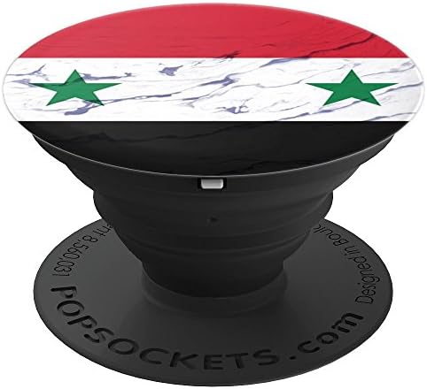 Syria Flag over Marble Design - Syrian Pride - PopSockets Grip and Stand for Phones and Tablets