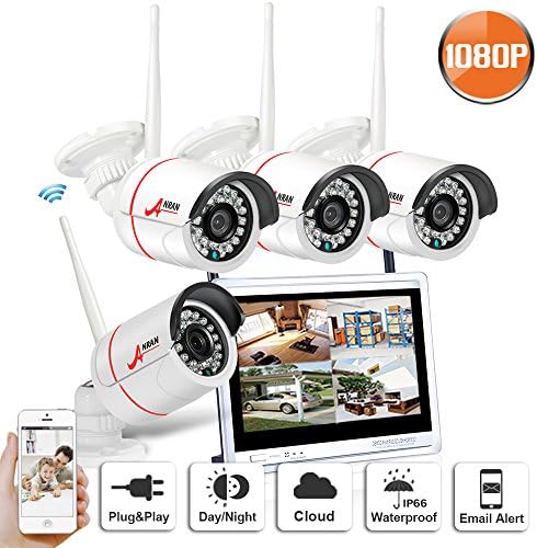 Home Security Camera System Wireless, 1080p 4CH HDMI NVR No Hard Drive- 4HD WiFi Wireless Weatherproof Security Cameras System with Night Vision - Hassle Free Installation No Video Cable Needed ANRAN