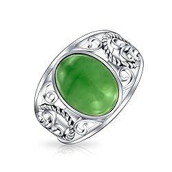Bling Jewelry 925 Silver Dyed Green Jade Filigree
